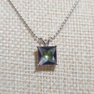 Elegant Silver Necklace with Mystic Topaz Pendant